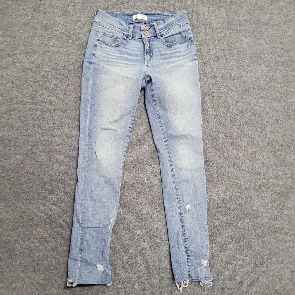 BKE Jeans Womens 28 Light Wash Payton Mid-Rise Ankle Skinny Distressed Raw Hem